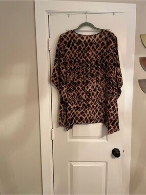 Tianello Brown and Black Leopard-Print Tunic